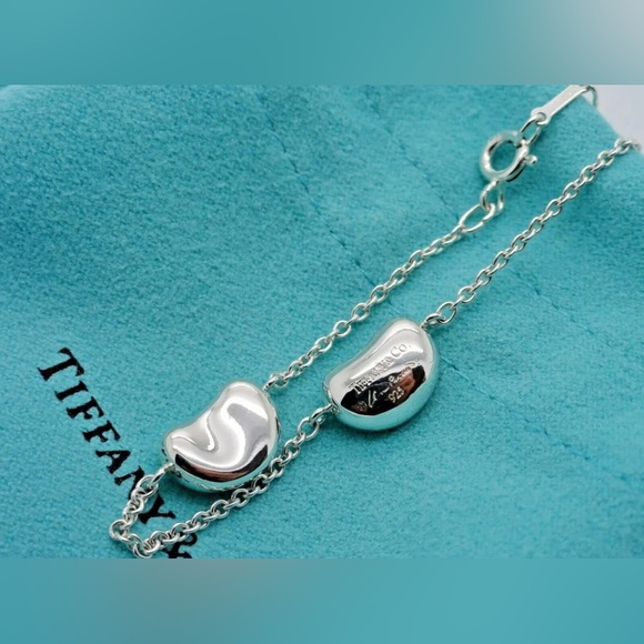 Tiffany & Co. Sterling Silver Elsa Peretti 3 Bean 7" Bracelet in Pouch & Box - Picture 4 of 7